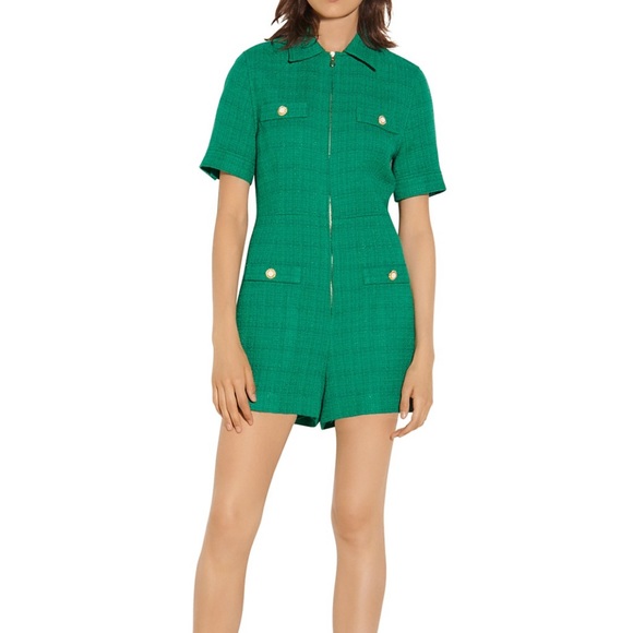 Sandro Jacky Zip Up Tweed Romper - Picture 6 of 10